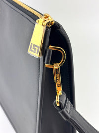 La Medusa Embroidered Leather Clutch in Black