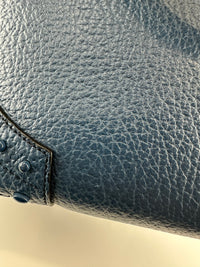 Wave Navy Blue Pebble Grained Leather Tote Bag