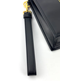 La Medusa Embroidered Leather Clutch in Black