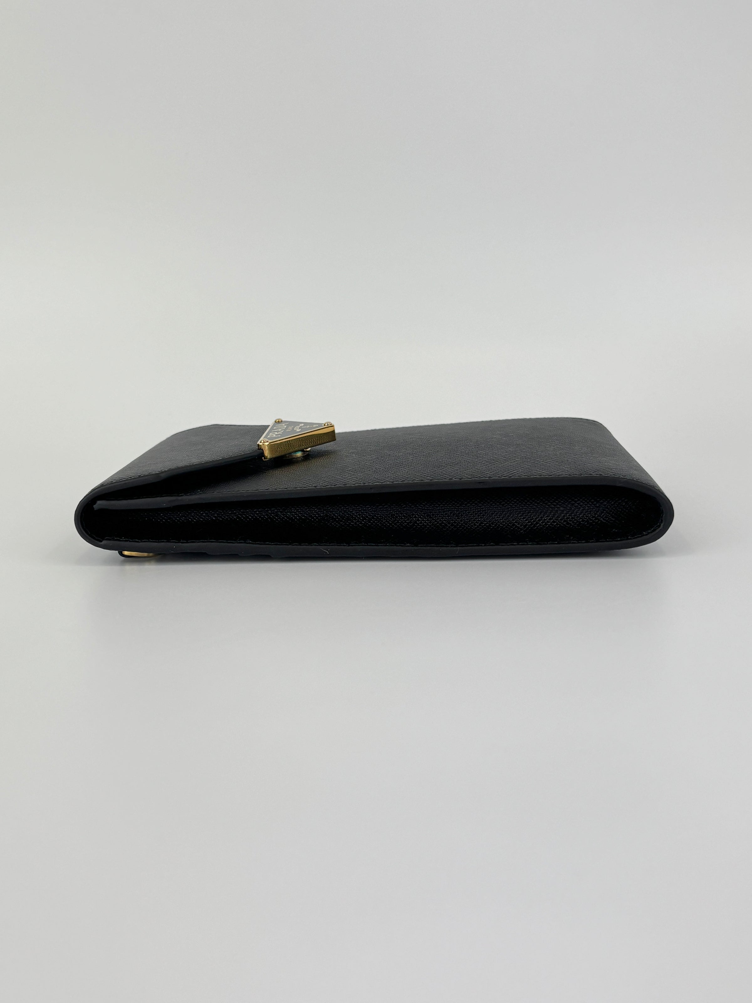 1BP050 Saffiano Lux Black Top Handle Chain Strap Mini Bag
