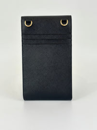 1BP050 Saffiano Lux Black Top Handle Chain Strap Mini Bag