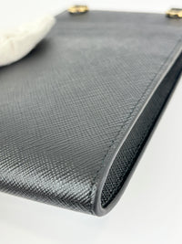 1BP050 Saffiano Lux Black Top Handle Chain Strap Mini Bag