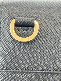 1BP050 Saffiano Lux Black Top Handle Chain Strap Mini Bag