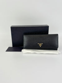 1M1132 Black Saffiano Metal Leather Continental Wallet