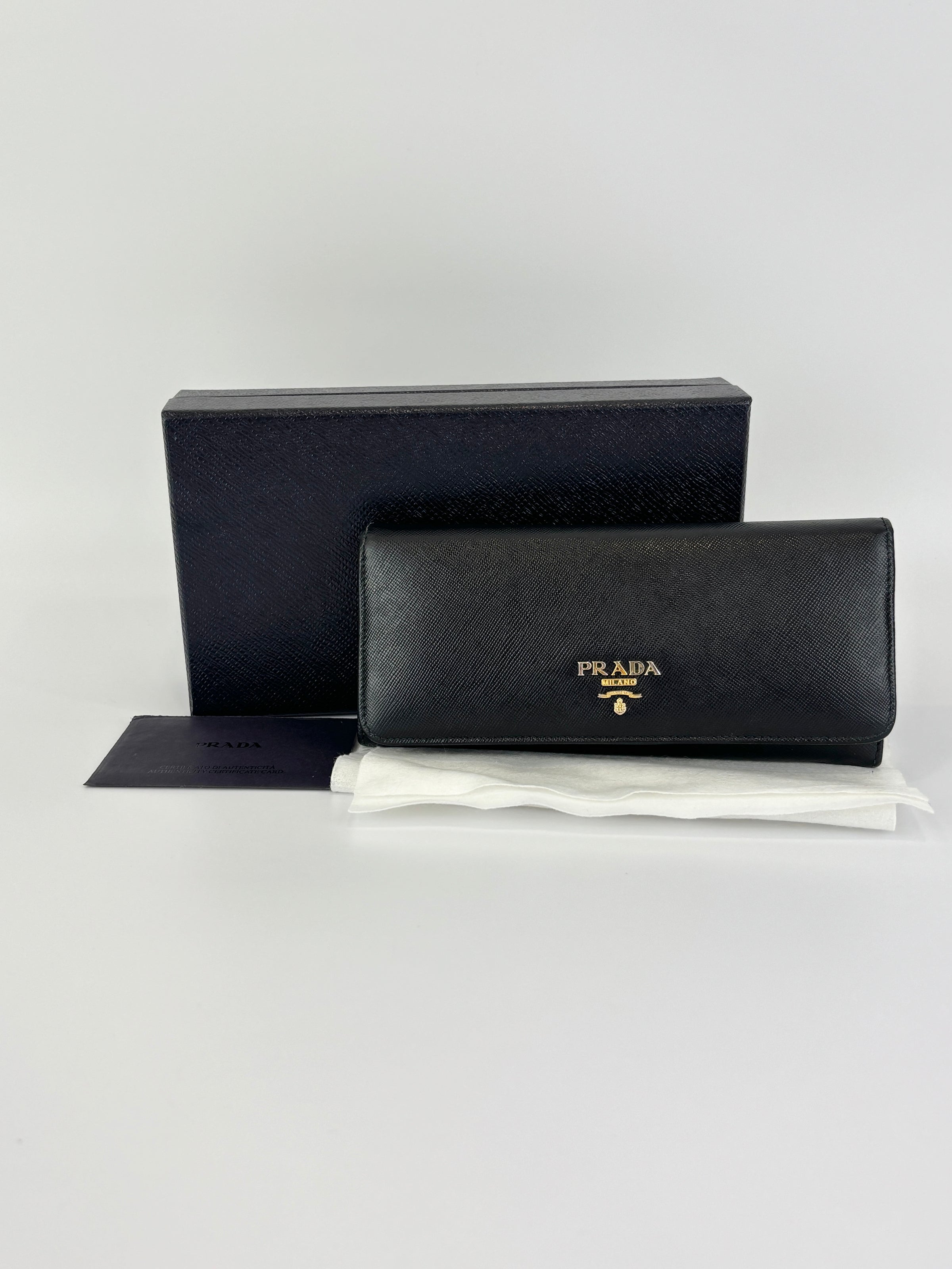 1M1132 Black Saffiano Metal Leather Continental Wallet