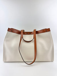 8BH374 Medium Peekaboo X-Tote Cream FF Embroidered Canvas Bag