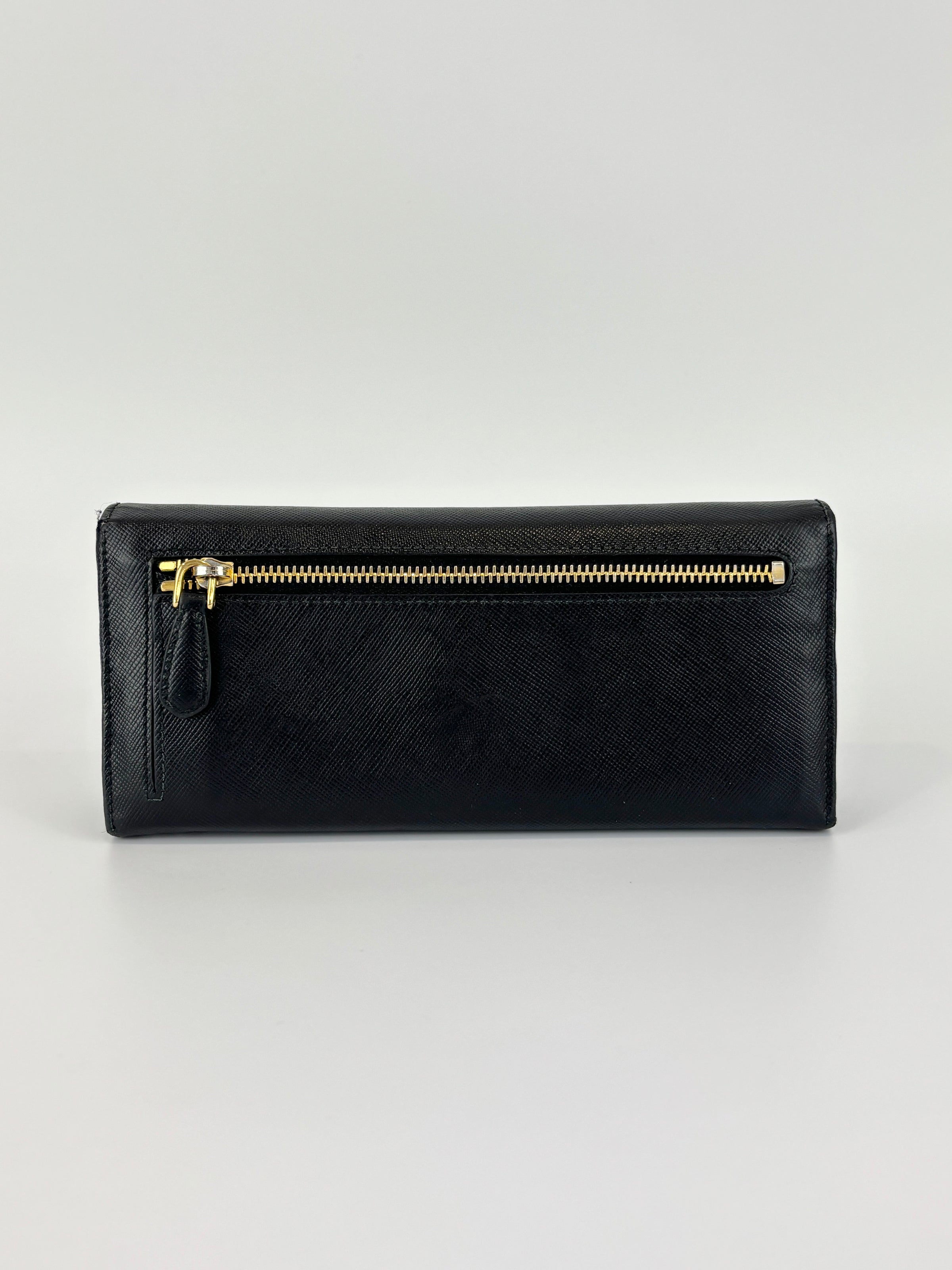 1M1132 Black Saffiano Metal Leather Continental Wallet