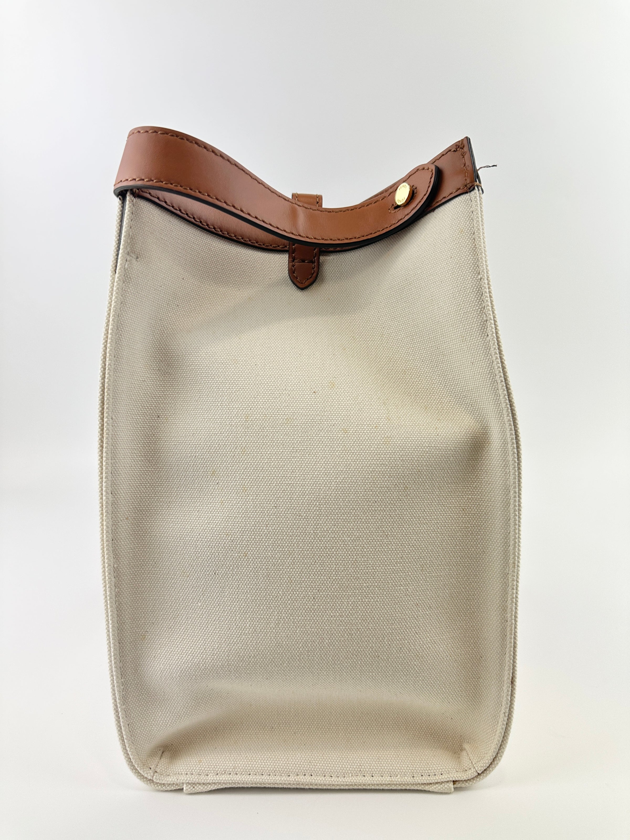 8BH374 Medium Peekaboo X-Tote Cream FF Embroidered Canvas Bag