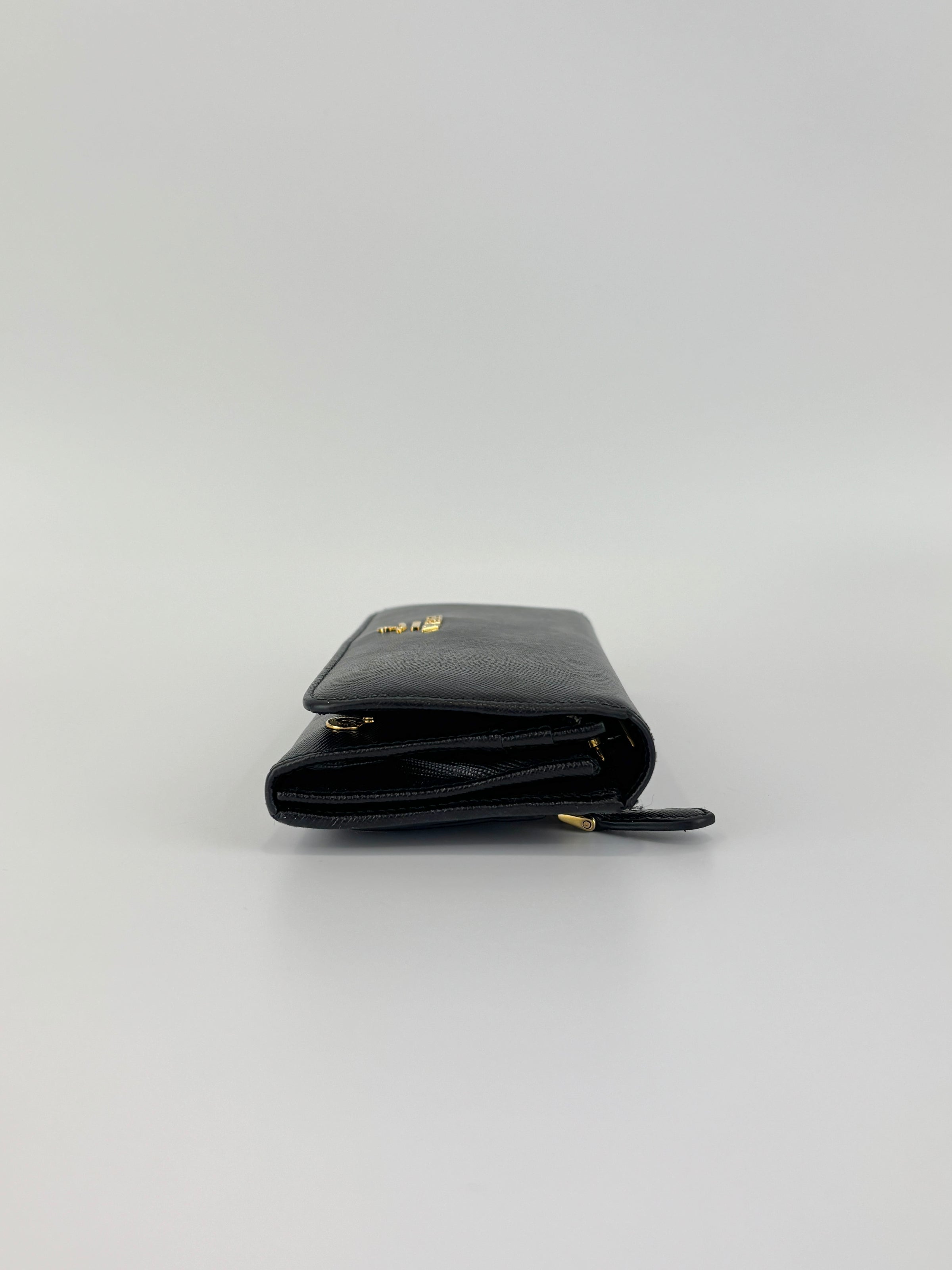 1M1132 Black Saffiano Metal Leather Continental Wallet