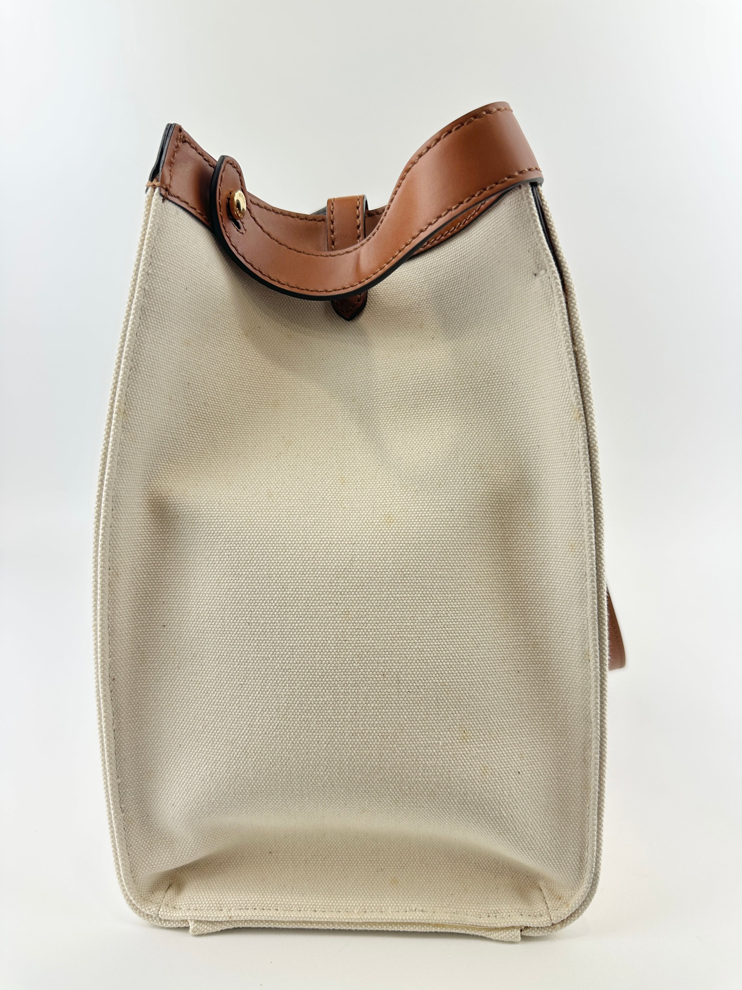 8BH374 Medium Peekaboo X-Tote Cream FF Embroidered Canvas Bag