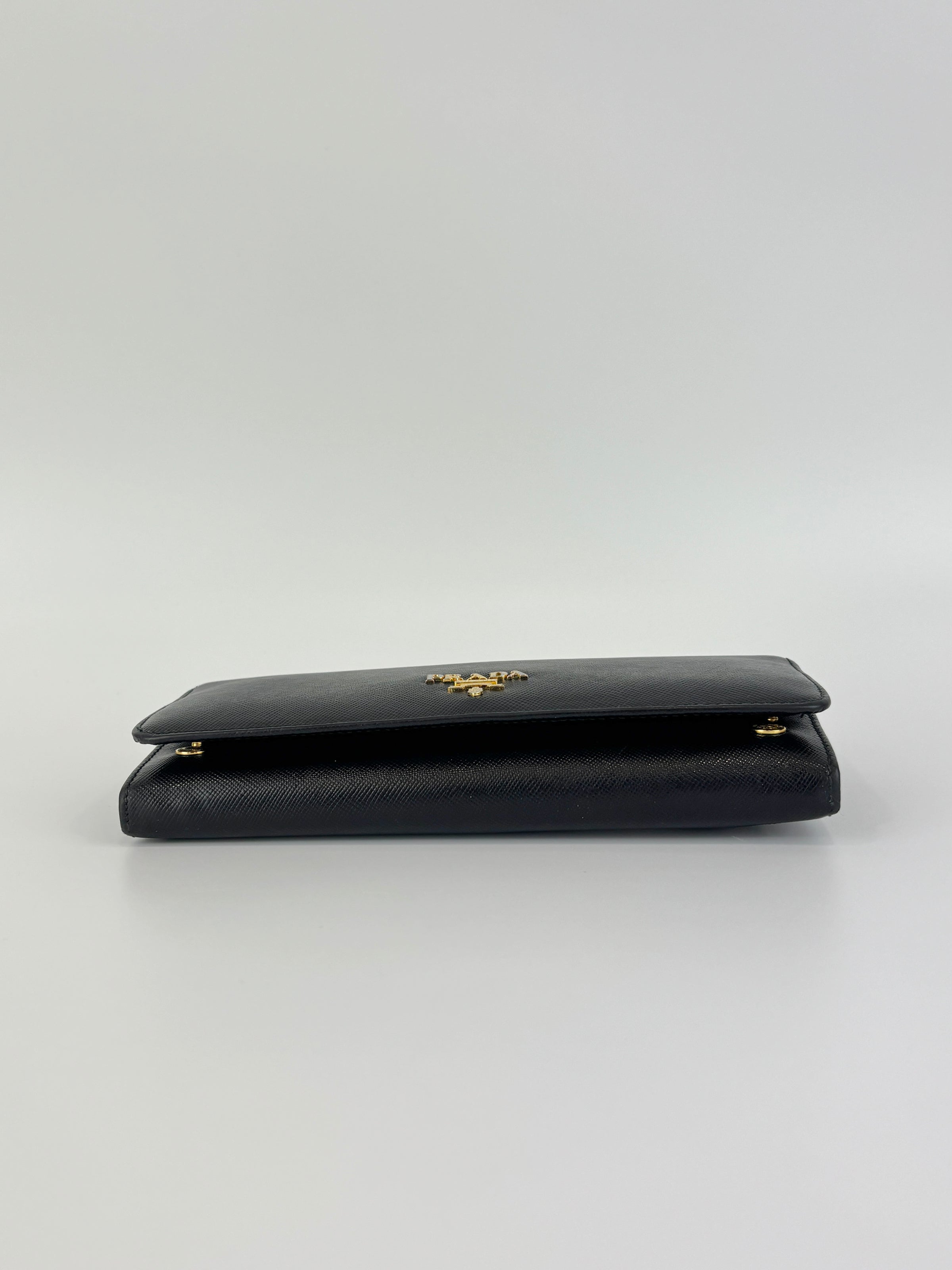 1M1132 Black Saffiano Metal Leather Continental Wallet