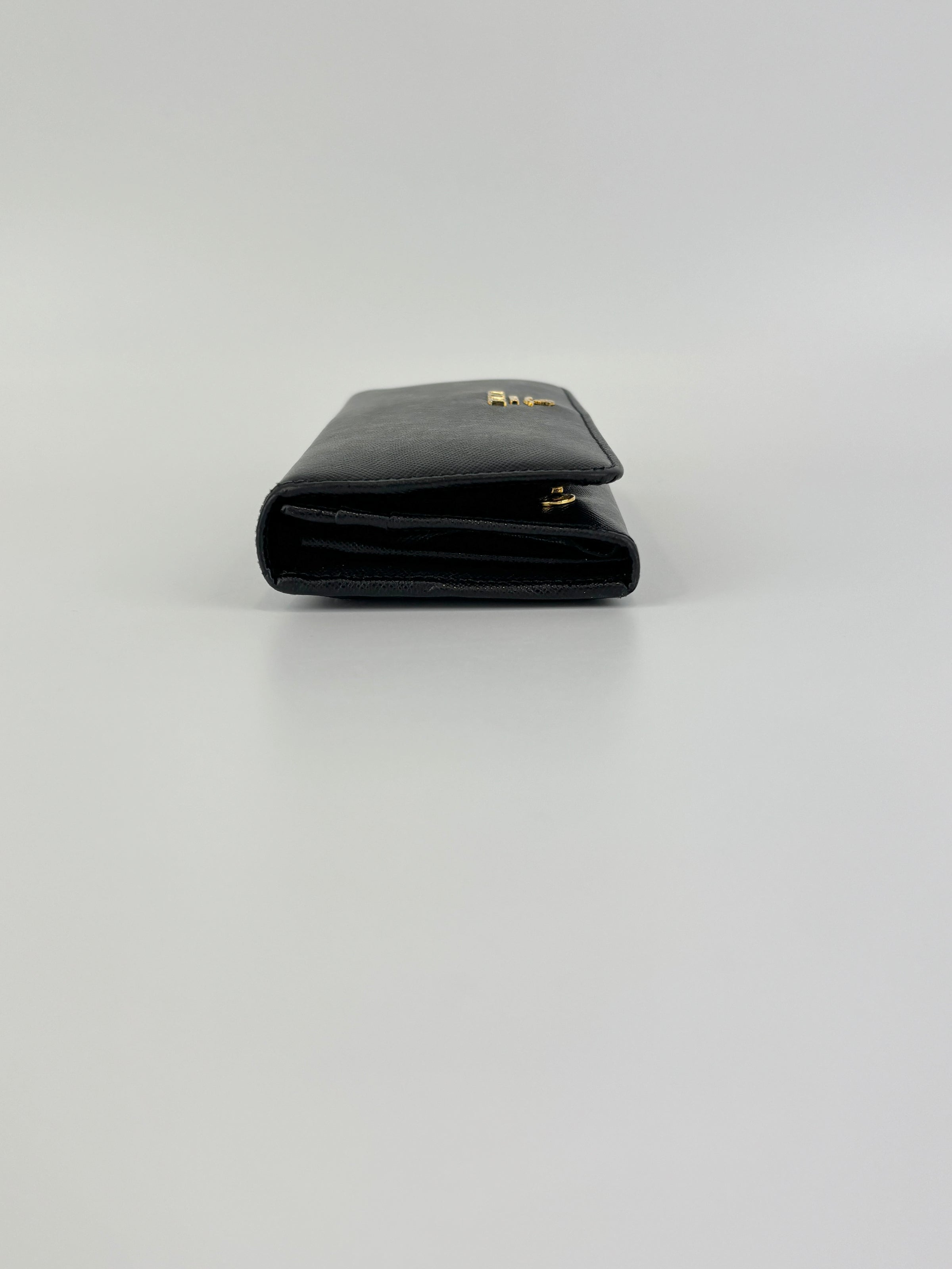 1M1132 Black Saffiano Metal Leather Continental Wallet