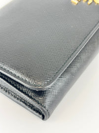 1M1132 Black Saffiano Metal Leather Continental Wallet