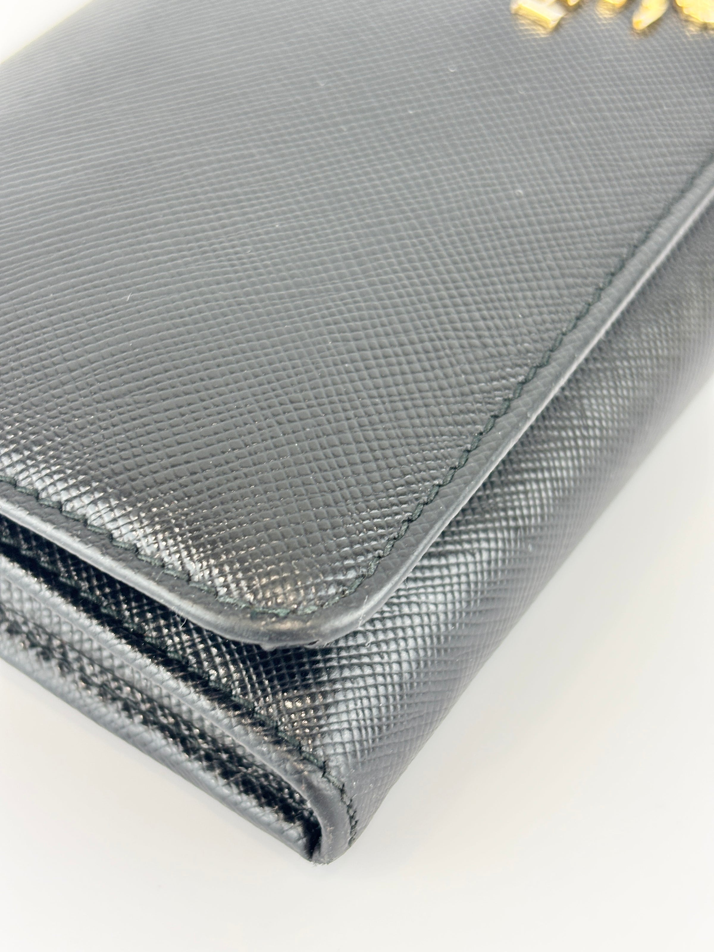 1M1132 Black Saffiano Metal Leather Continental Wallet