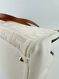 8BH374 Medium Peekaboo X-Tote Cream FF Embroidered Canvas Bag