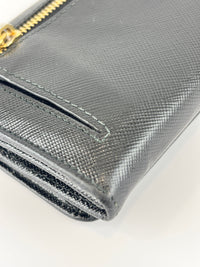 1M1132 Black Saffiano Metal Leather Continental Wallet