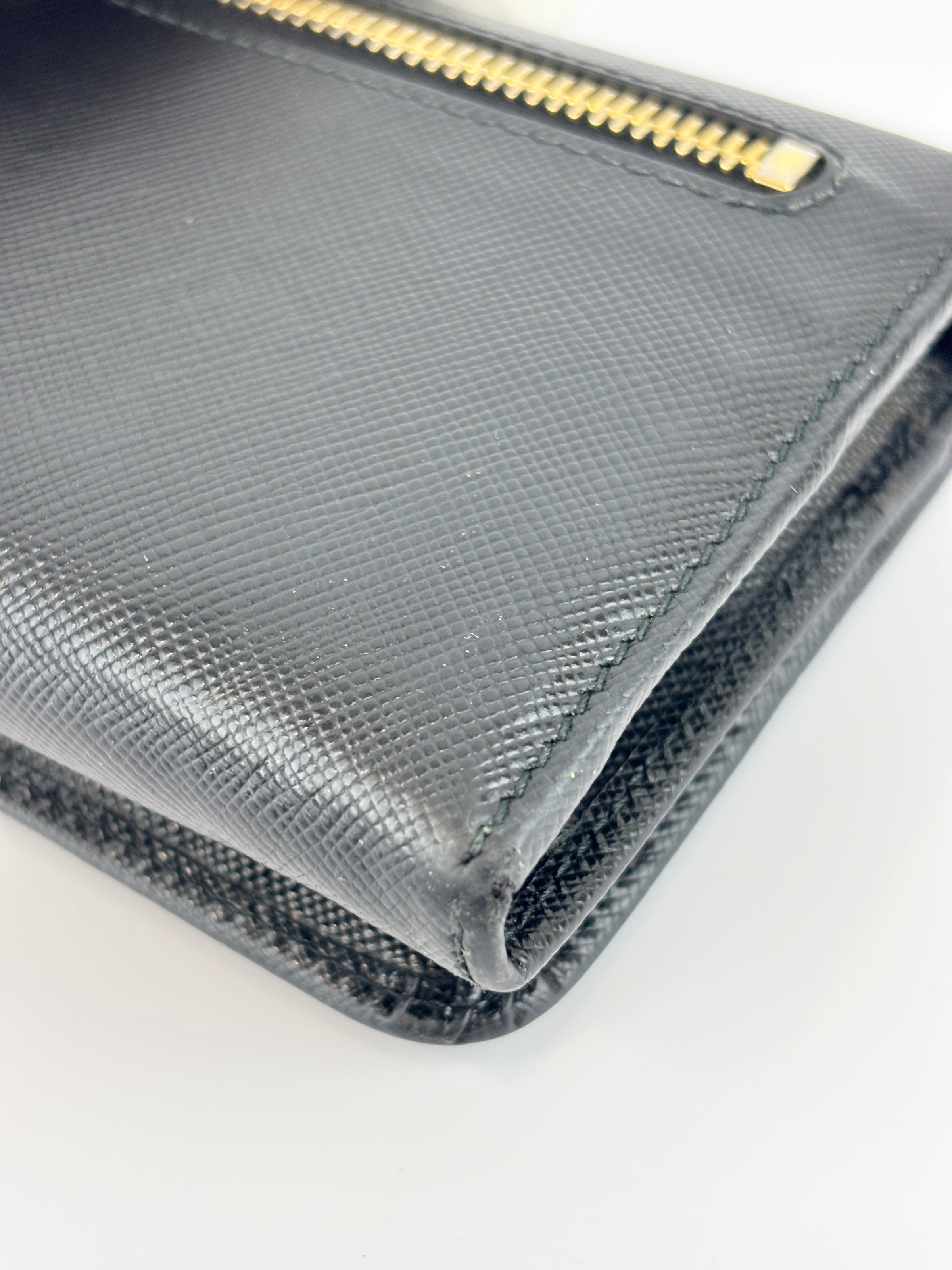 1M1132 Black Saffiano Metal Leather Continental Wallet