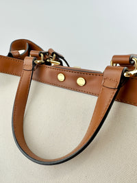 8BH374 Medium Peekaboo X-Tote Cream FF Embroidered Canvas Bag