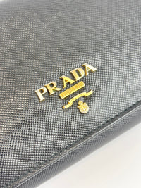1M1132 Black Saffiano Metal Leather Continental Wallet