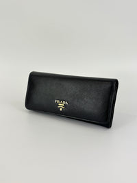 1M1132 Black Saffiano Metal Leather Continental Wallet