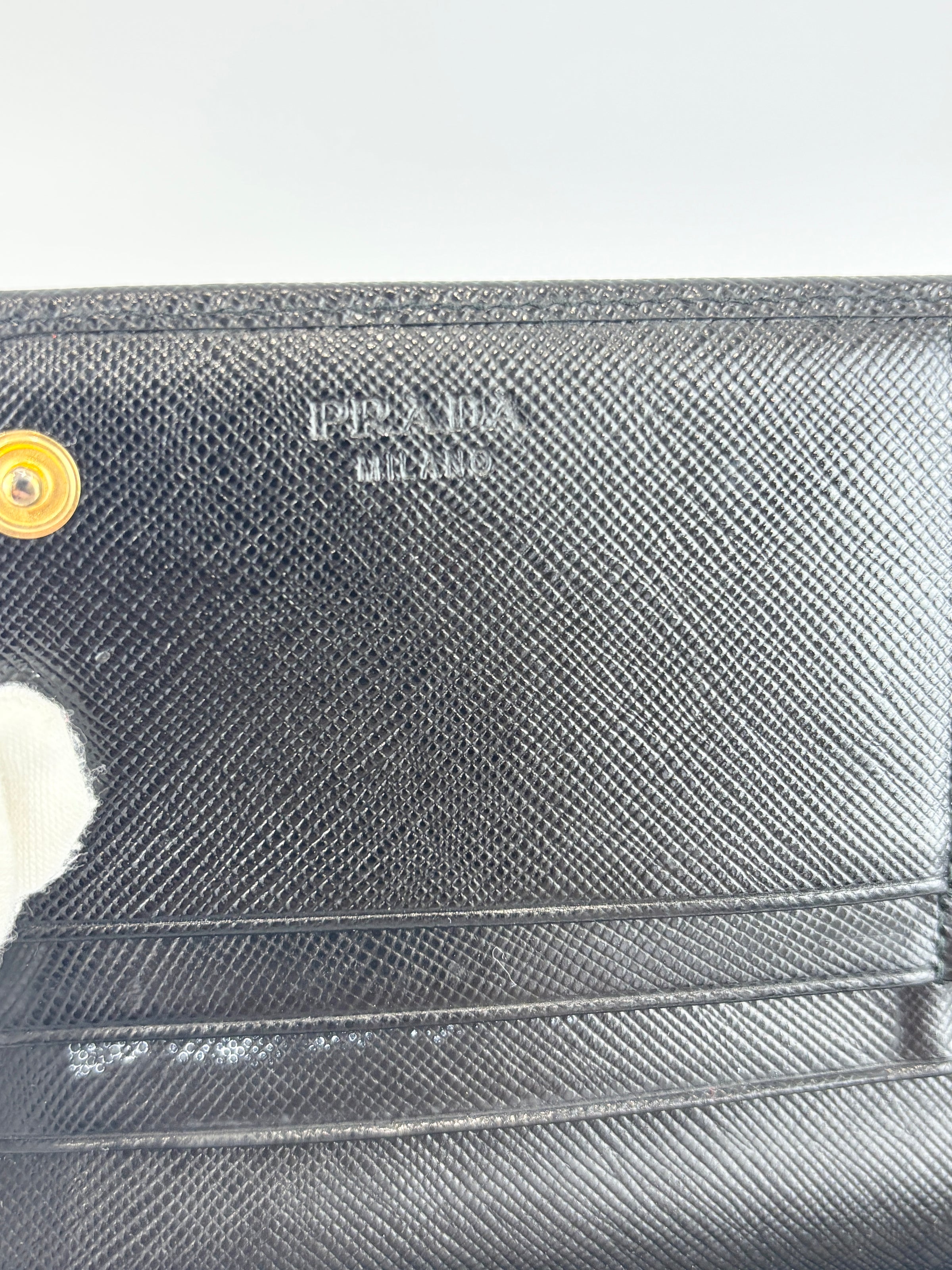 1M1132 Black Saffiano Metal Leather Continental Wallet