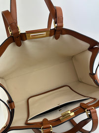 8BH374 Medium Peekaboo X-Tote Cream FF Embroidered Canvas Bag