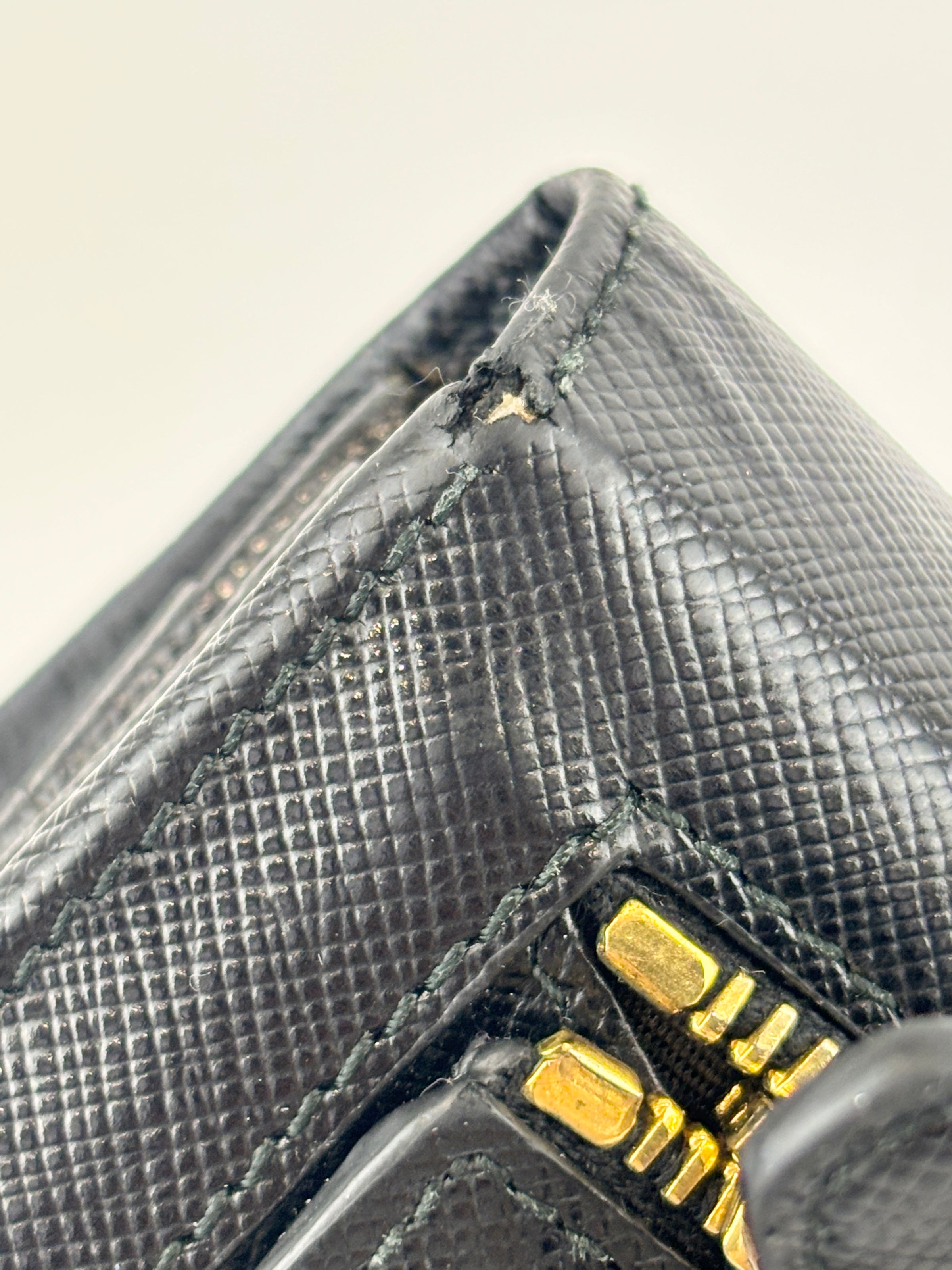 1M1132 Black Saffiano Metal Leather Continental Wallet