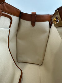 8BH374 Medium Peekaboo X-Tote Cream FF Embroidered Canvas Bag