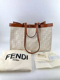 8BH374 Medium Peekaboo X-Tote Cream FF Embroidered Canvas Bag