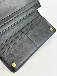 1M1132 Black Saffiano Metal Leather Continental Wallet