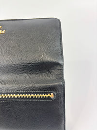 1M1132 Black Saffiano Metal Leather Continental Wallet