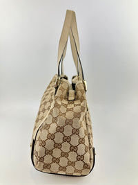 130736 Medium Abbey GG Beige Canvas Tote Bag