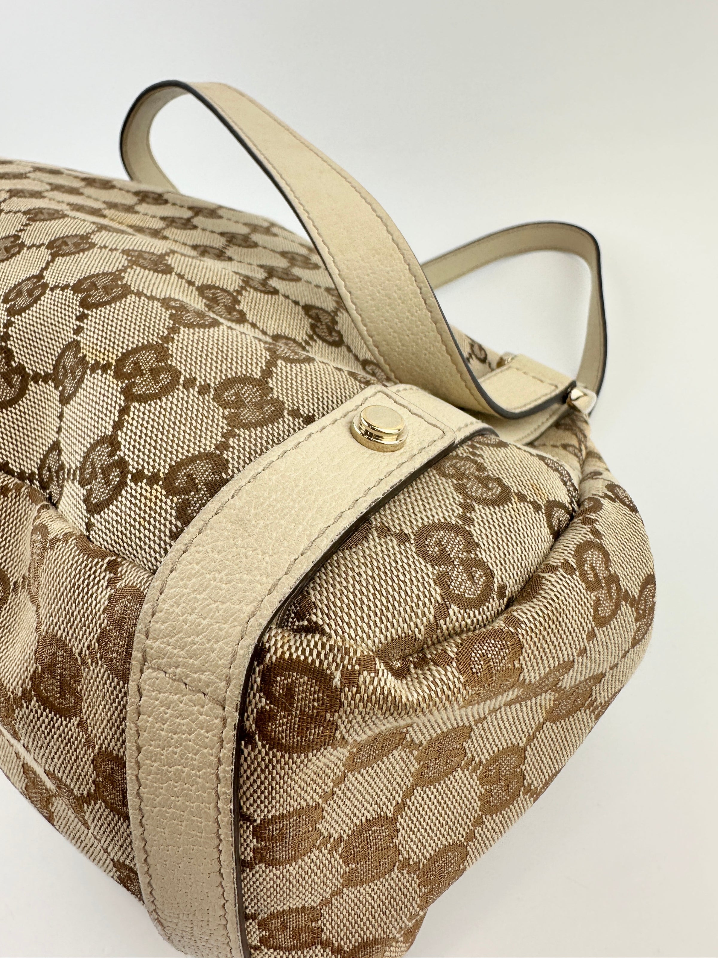 130736 Medium Abbey GG Beige Canvas Tote Bag