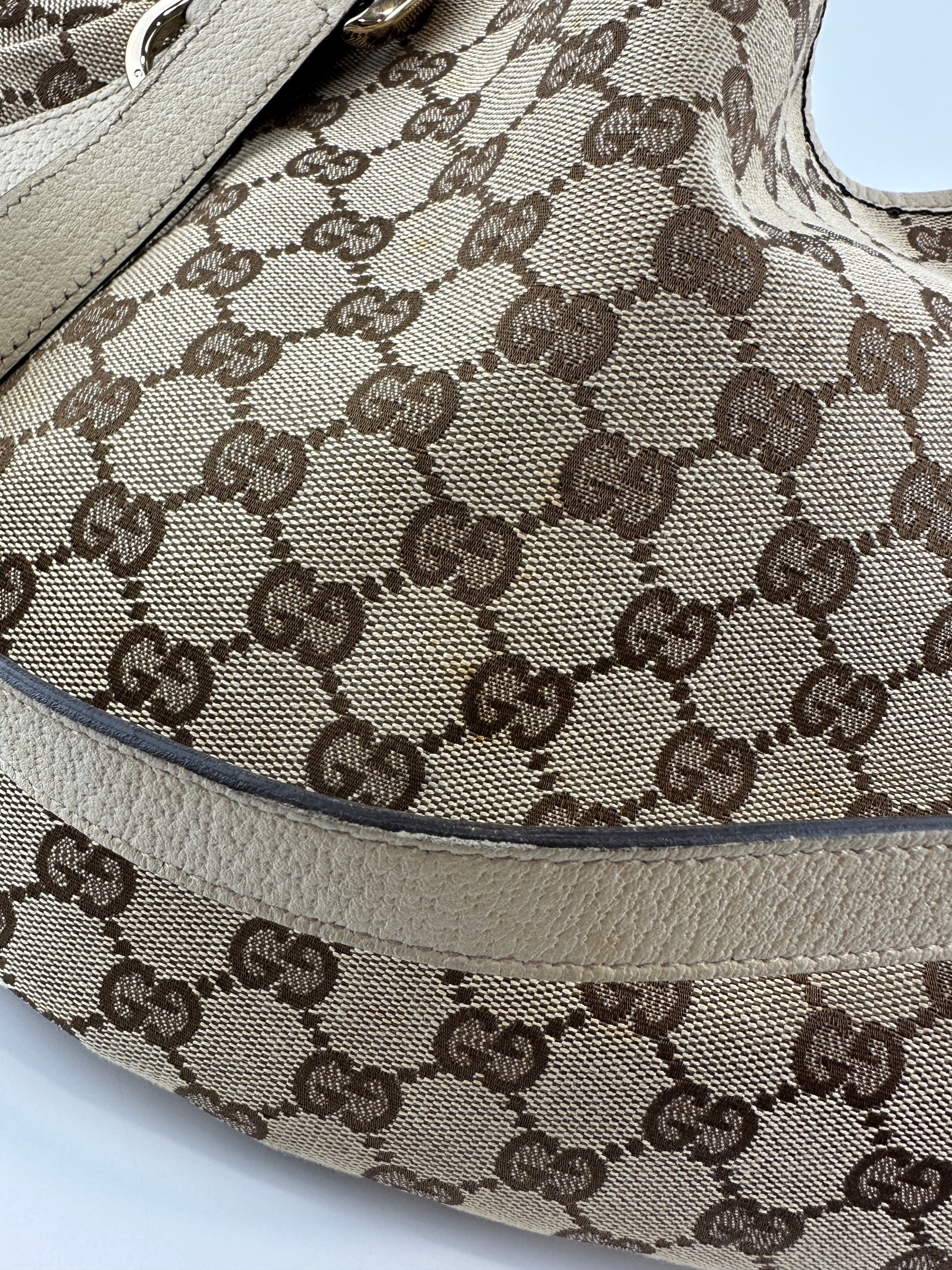 130736 Medium Abbey GG Beige Canvas Tote Bag