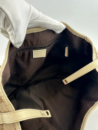 130736 Medium Abbey GG Beige Canvas Tote Bag