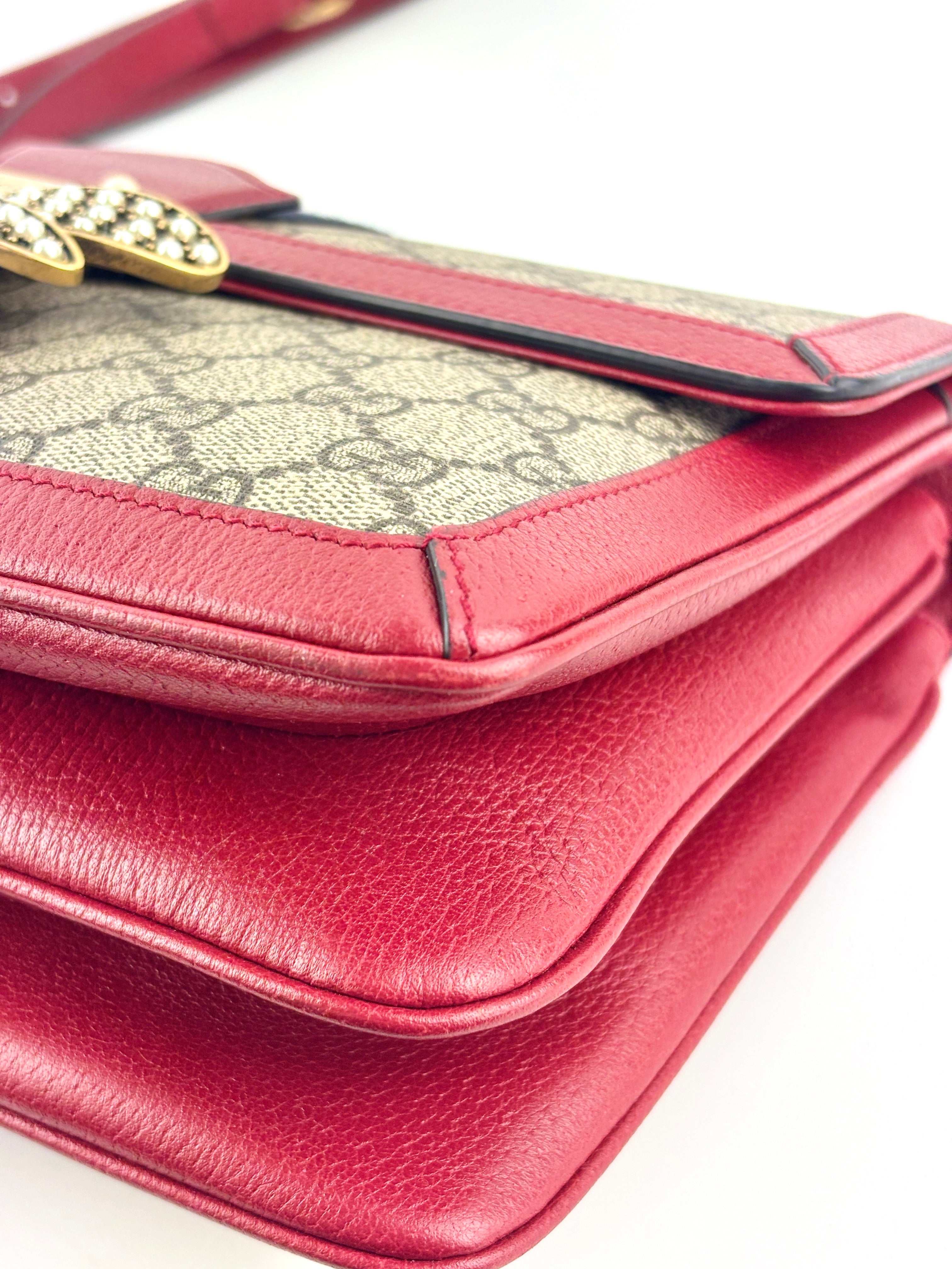 Gucci Queen Margaret Medium Shoulder Bag Red GG Supreme Canvas