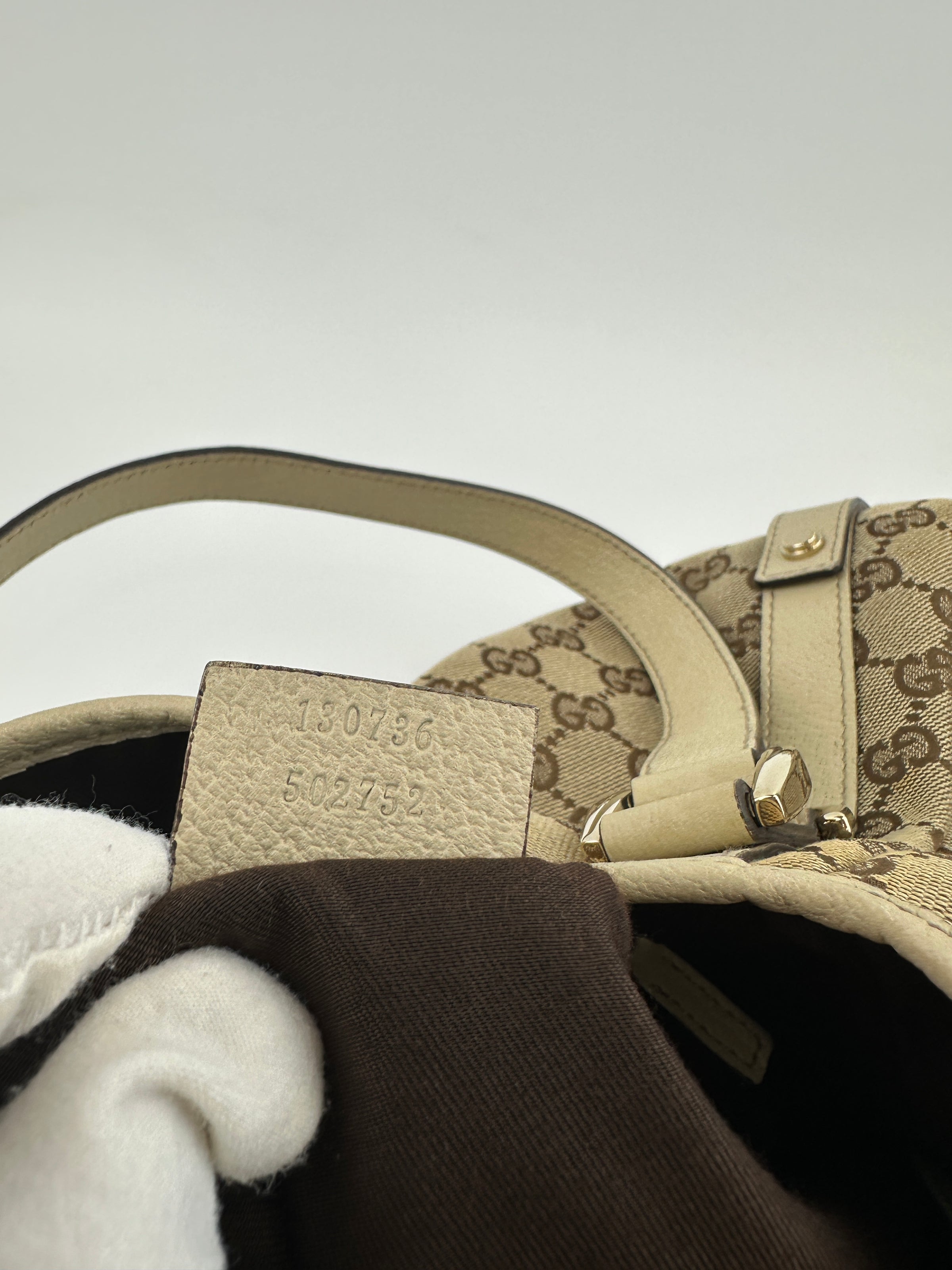 130736 Medium Abbey GG Beige Canvas Tote Bag