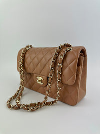 22S Brown/Caramel NB356 Lambskin Small Classic Flap Bag GHW