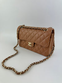 22S Brown/Caramel NB356 Lambskin Small Classic Flap Bag GHW