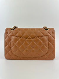 22S Brown/Caramel NB356 Lambskin Small Classic Flap Bag GHW