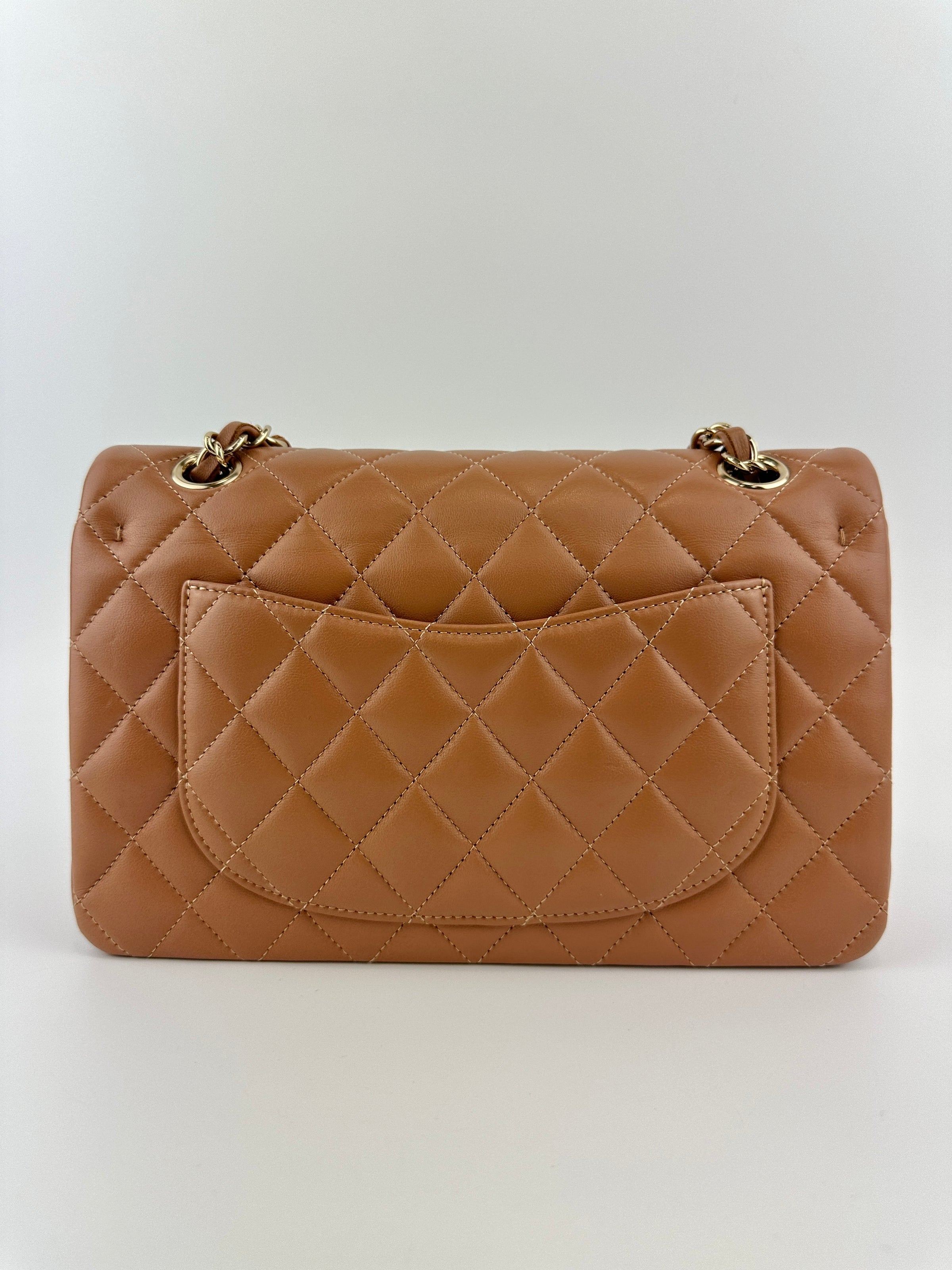 22S Brown/Caramel NB356 Lambskin Small Classic Flap Bag GHW