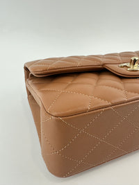 22S Brown/Caramel NB356 Lambskin Small Classic Flap Bag GHW