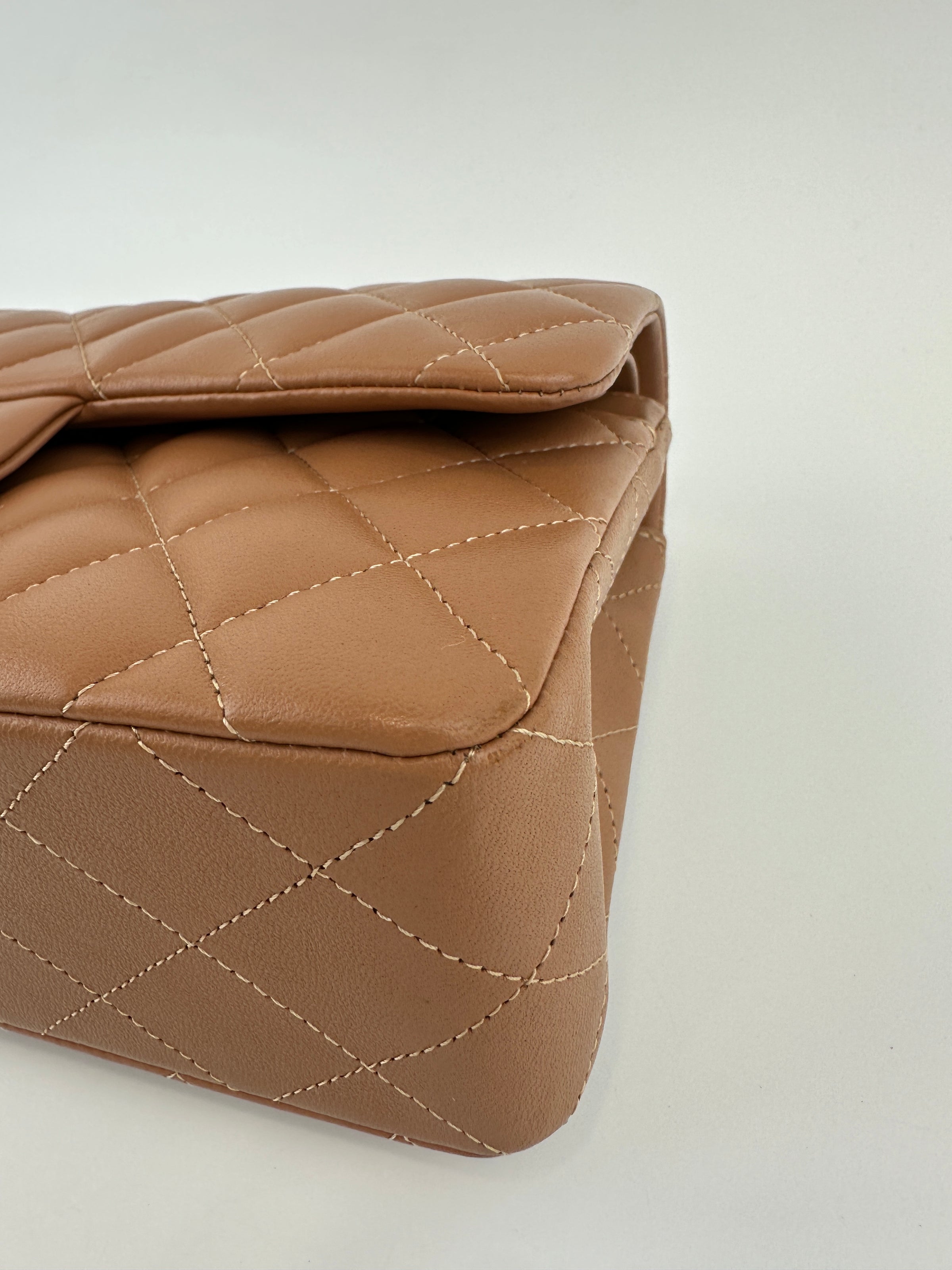 22S Brown/Caramel NB356 Lambskin Small Classic Flap Bag GHW