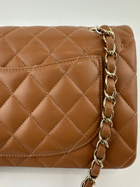 22S Brown/Caramel NB356 Lambskin Small Classic Flap Bag GHW