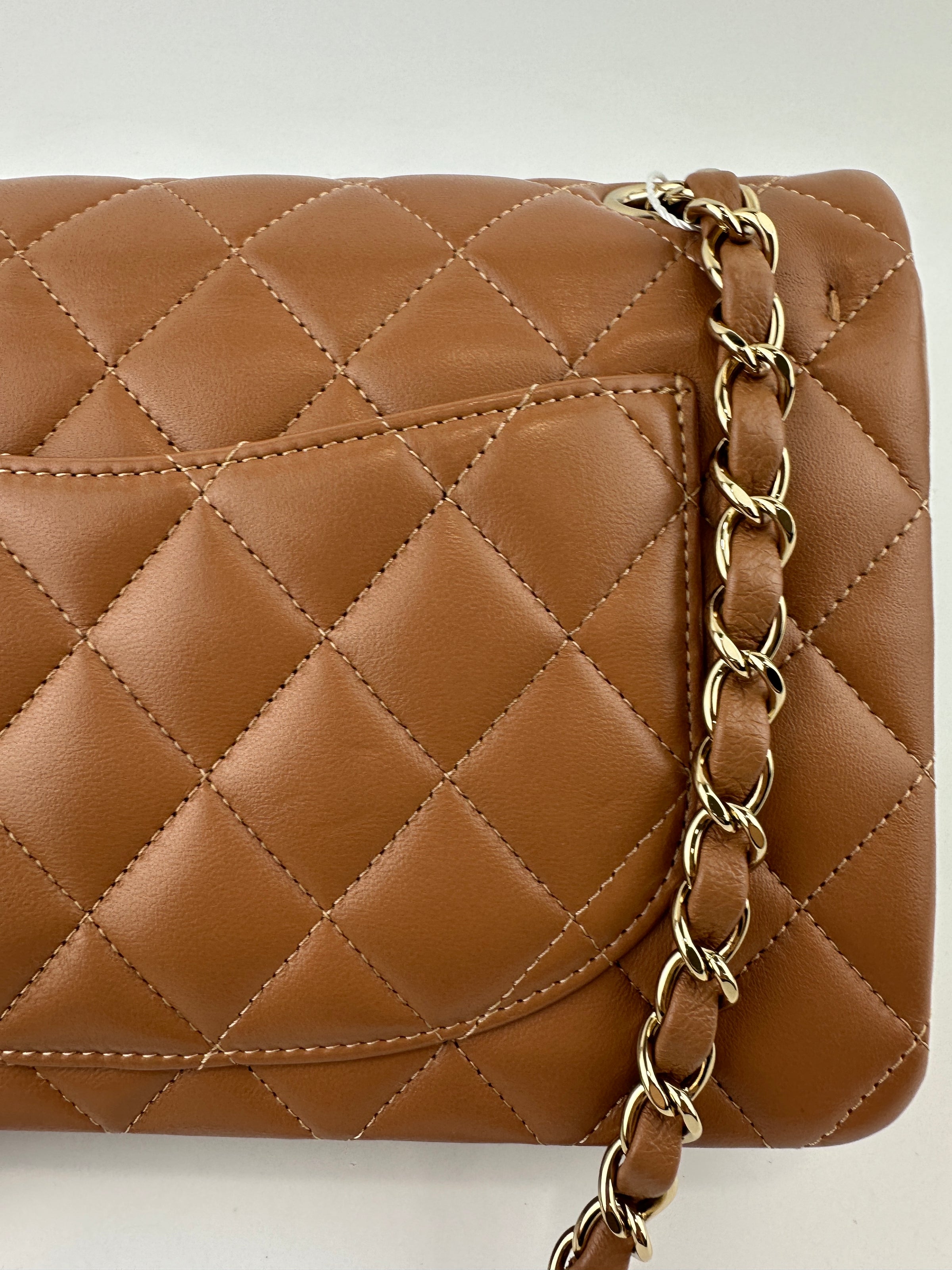 22S Brown/Caramel NB356 Lambskin Small Classic Flap Bag GHW