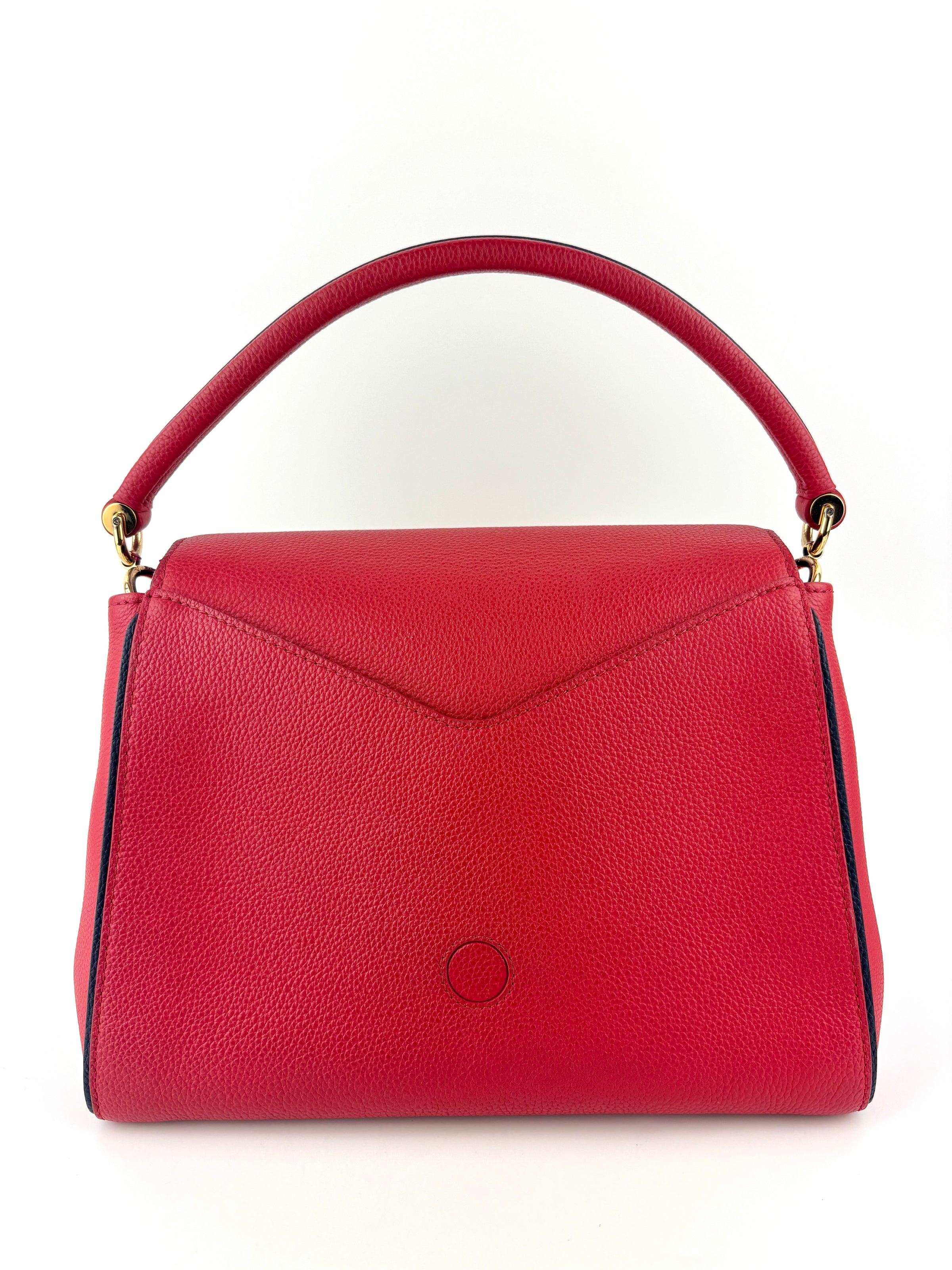 Rubis Leather & Monogram Canvas Double V Bag
