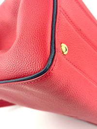 Rubis Leather & Monogram Canvas Double V Bag