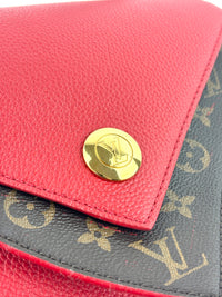 Rubis Leather & Monogram Canvas Double V Bag