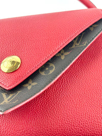 Rubis Leather & Monogram Canvas Double V Bag