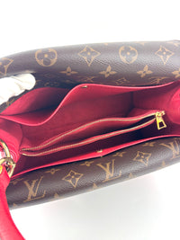 Rubis Leather & Monogram Canvas Double V Bag